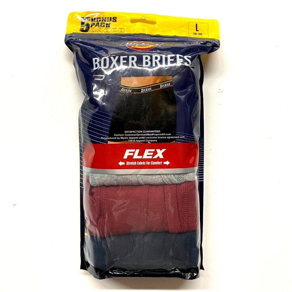 Men's Dickies 5-Pack Cotton Contour Pouch Boxer Briefs - Multi Color - L (36-38)